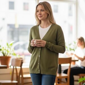 Vintage Joseph A. Olive Green Cardigan Sweater S